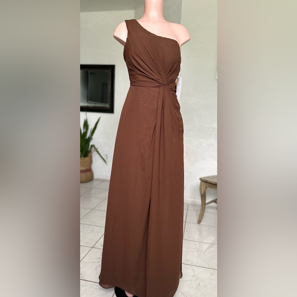 Corset Party Or Event Elegant One Shoulder Brown Dress.